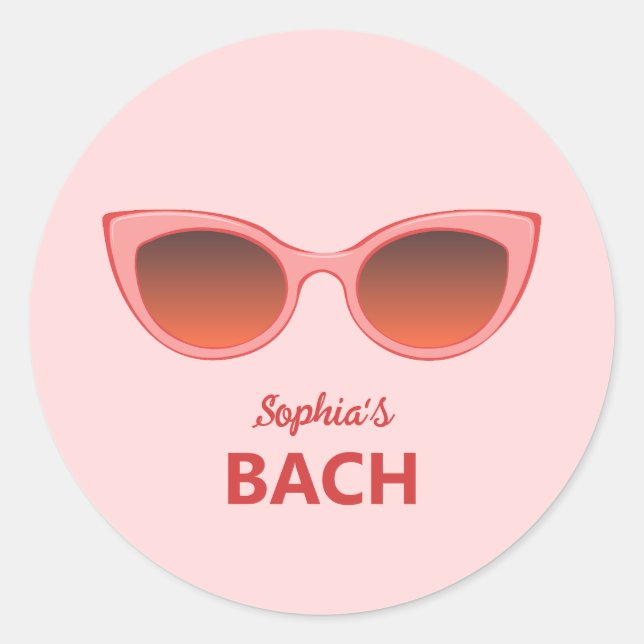 Adesivo Redondo Óculos de sol Cat Eye, Óculos de sol cor-de-rosa,  (Frente)