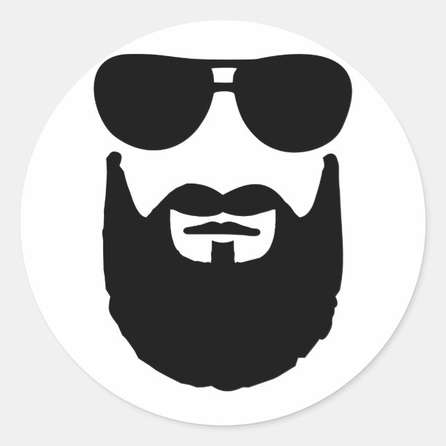 Adesivo Redondo Óculos de sol da barba de cheio (Frente)