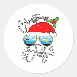 Adesivo Redondo Óculos de sol de chapéu de Papai Noel Férias de ve