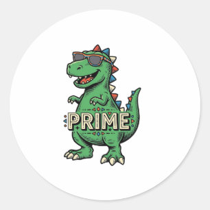 Adesivo Redondo Óculos de sol de dinossauro vintage camisa de dese