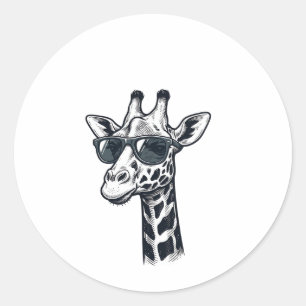 Adesivo Redondo Óculos de Sol de Girafa Legal Camiseta com Gravaçã