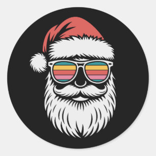 Adesivo Redondo Óculos de Sol de Natal Retrô Natal Férias