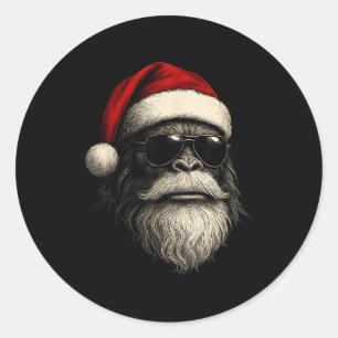 Adesivo Redondo Óculos de sol de rosto de pé grande Papai Noel Nat