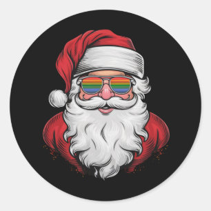 Adesivo Redondo Óculos de Sol do Papai Noel Orgulho Natal Pijama X