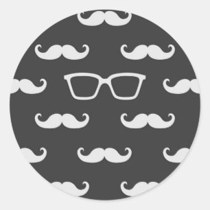 Adesivo Redondo Óculos de sol e Moustache