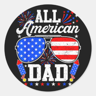 Adesivo Redondo óculos de sol família dia 4 de julho american dad