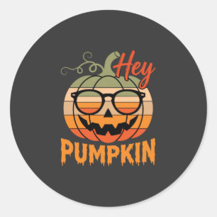 Adesivo Redondo Óculos de Sol Hey Pumpkin Retro de Halloween
