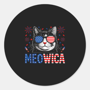 Adesivo Redondo Óculos de sol para gato Meowica merica 4 de julho