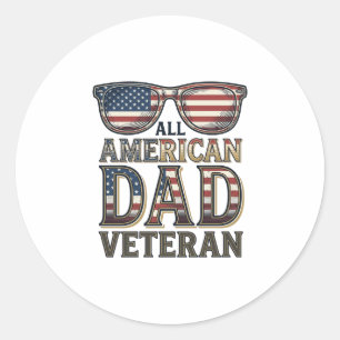 Adesivo Redondo Óculos de sol patrióticos para veteranos All Ameri