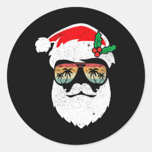 Adesivo Redondo Óculos de sol retrô rosto de Papai Noel Havaí Nata