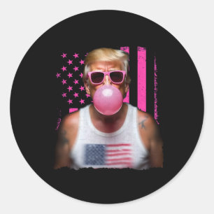 Adesivo Redondo Óculos de sol Trump Bubble Gum Rosa Bandeira EUA E