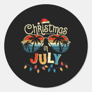 Adesivo Redondo Óculos de Sol Vintage Com Natal Em Julho Para Verã