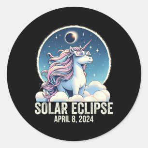 Adesivo Redondo Óculos de Visto Solar Eclipse 2024 Unicórn 8 de ab