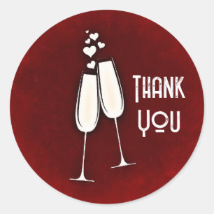 Adesivo Redondo Óculos e Corações de Champanhe