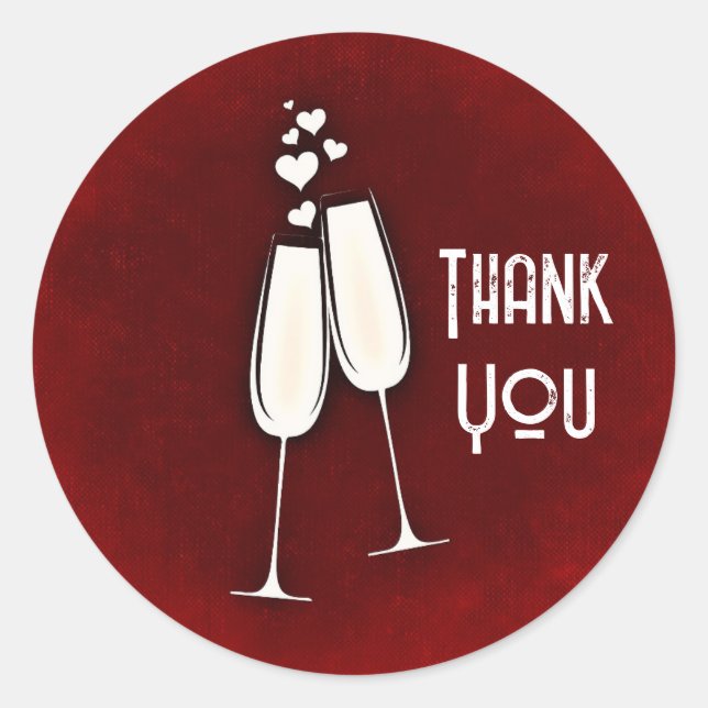 Adesivo Redondo Óculos e Corações de Champanhe (Frente)