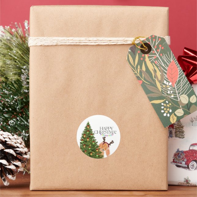 Adesivo Redondo Ocultando o Natal do Cão (Feriado)