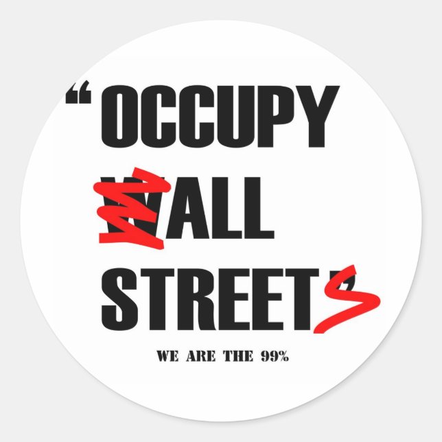 Adesivo Redondo Ocupy Wall Street All Streets Somos os 99% (Frente)
