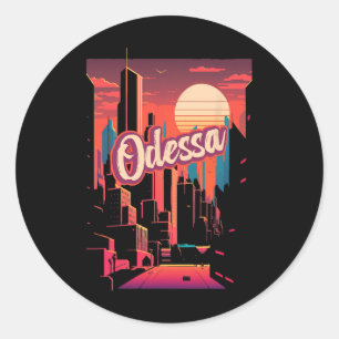 Adesivo Redondo Odessa Retro Ucrânia Vintage Odessita Viagem Tr