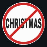 Adesivo Redondo Odio Christma/Sem Declaração de Sinal de Natal Per<br><div class="desc">Ilustração de um sinal de aviso,  não é permitido Natal/Natal odioso.</div>