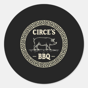 Adesivo Redondo Odisseia de Churrasco do Circo Grego de Mitologia