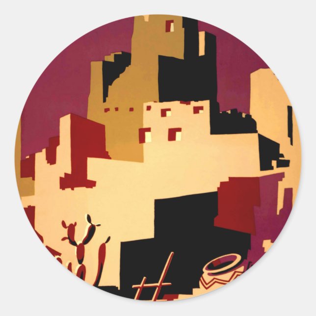 Adesivo Redondo Oeste do Sudoeste Pueblo WPA Nacional (Frente)