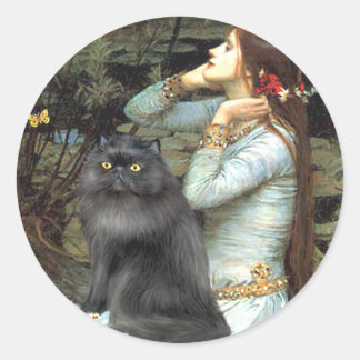 Adesivo Redondo Ofélia - gato persa preto
