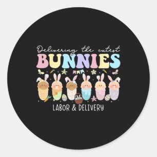 Adesivo Redondo Oferecendo A Mão De Obra Páscoa De Bunnies Mais Ju