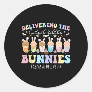 Adesivo Redondo Oferecendo A Mão De Obra Páscoa De Bunnies Mais Ju
