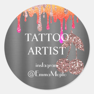 Adesivo Redondo Oferta Clássica de Negociação de Artistas de Tatua