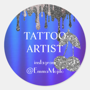Adesivo Redondo Oferta de Negócios de Artista de Tatuagem Clássico