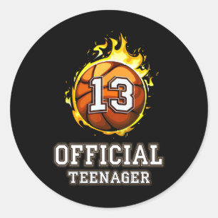 Adesivo Redondo Oferta Oficial de Adolescente Bysketbyll 13 Birthd
