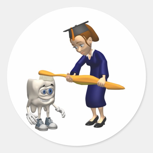 Adesivo Redondo Ofertas de Higiene Dental ou Graduação Dentista (Frente)