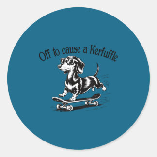 Adesivo Redondo Off Cause Kerfuffle Dachshund Skater