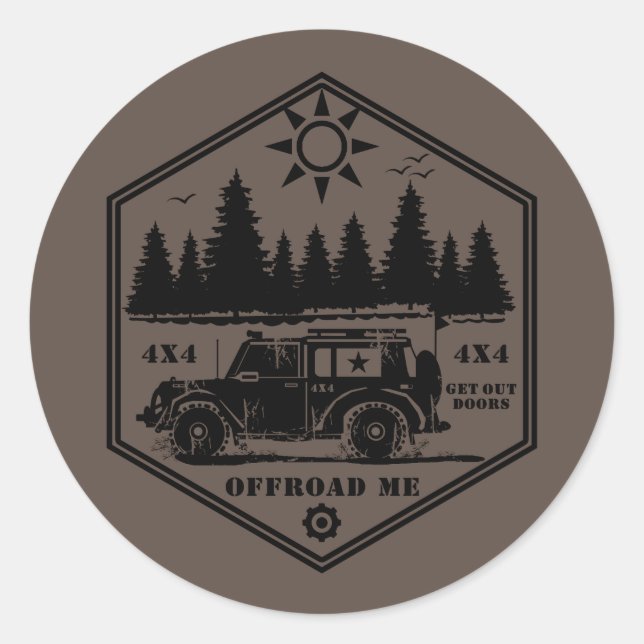 Adesivo Redondo OFF ROAD ME Wilderness Bb Classic Round Sticker (Frente)