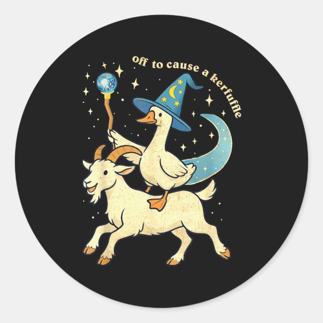 Adesivo Redondo Off To Cause A Kerfuffle Funny Chaotic Weird Anima (Frente)
