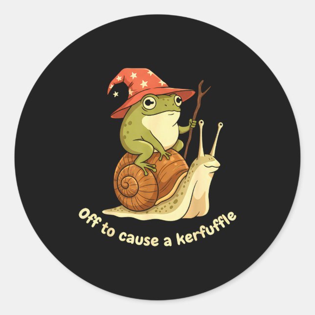 Adesivo Redondo Off To Cause A Kerfuffle Funny Cowboy Frog Meme  (Frente)