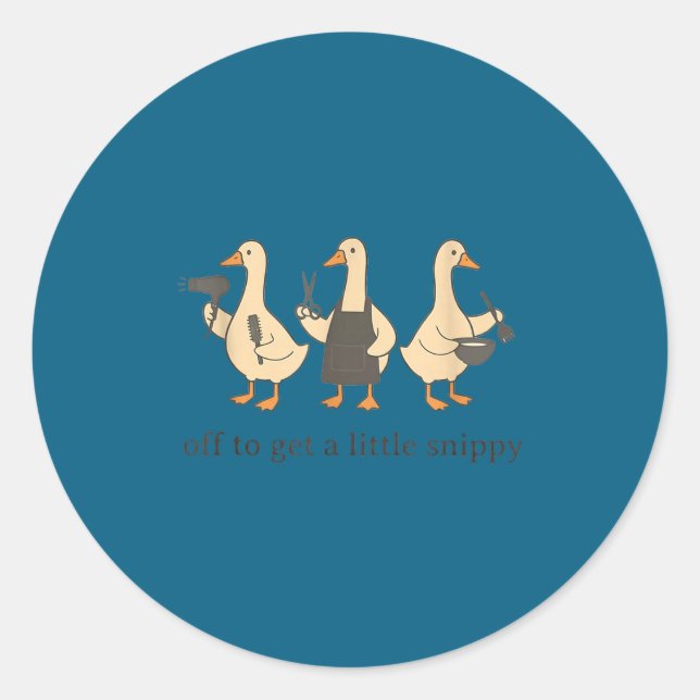 Adesivo Redondo Off To Get A Little Snippy Funny Goose  (Frente)