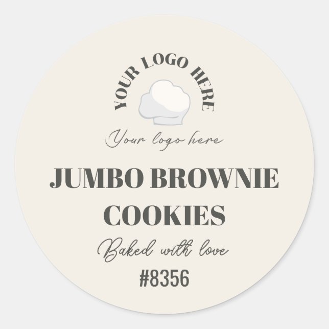 Adesivo Redondo Off-White Grey Cookie Batch Number Your Logo Here (Frente)