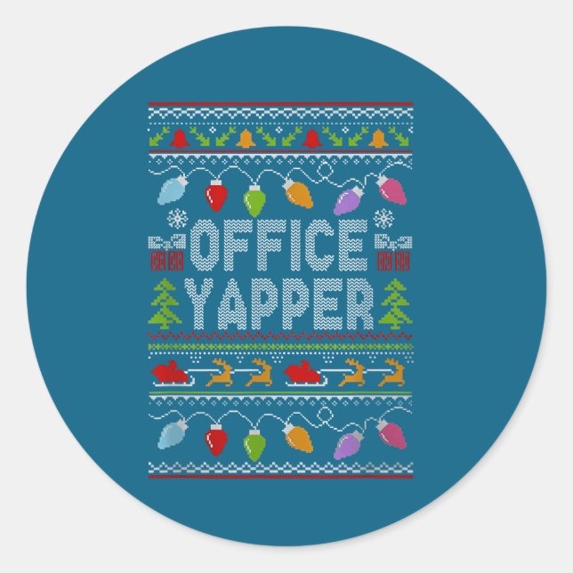 Adesivo Redondo Office Yapper Ugly Sweater Christmas  (Frente)