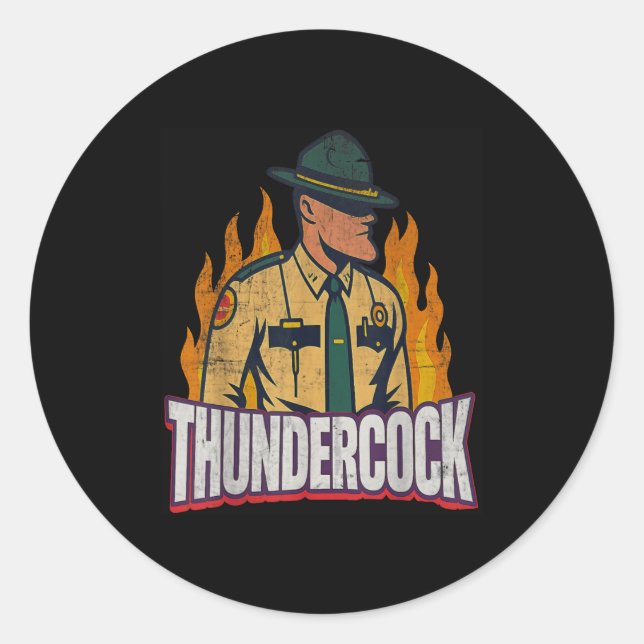 Adesivo Redondo Officer Sergeant Cius Thunder Bodycam Funny Meme  (Frente)