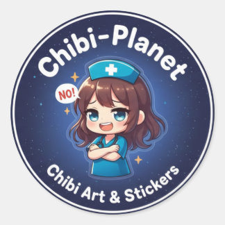Adesivo Redondo Official Chibi-Planet Logo:  Sassy Nursing Sticker
