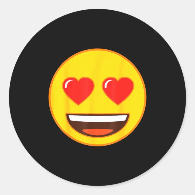 Adesivo Redondo Official Emoji Heart Eyes Yellow Smile Face  (Frente)