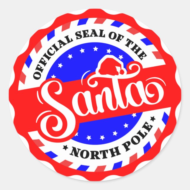 Adesivo Redondo Official Seal of the North Pole - Santa (Frente)