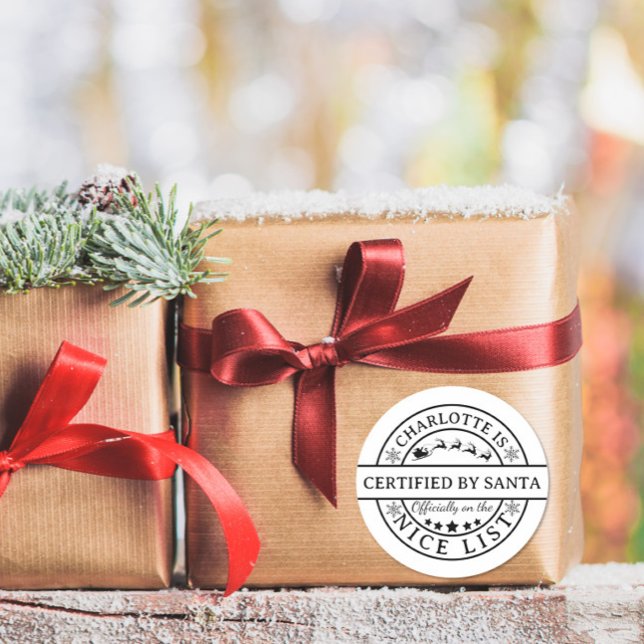 Adesivo Redondo Officially on the Nice List Sticker Christmas Elf (Criador carregado)