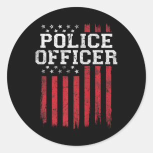 Adesivo Redondo Oficial de Polícia Americano Flag Usa Patriótico