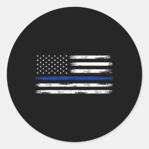 Adesivo Redondo Oficial de Polícia EUA Bandeira Americana Linha Az