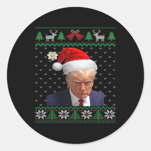 Adesivo Redondo Oficial Donald Trump Mug Shot No Natal Feio