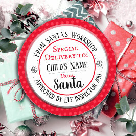 Adesivo Redondo Oficina do Papai Noel Nome Personalizado