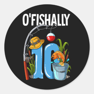 Adesivo Redondo O'fishally 10 anos de idade fazendo 10 anos pescan