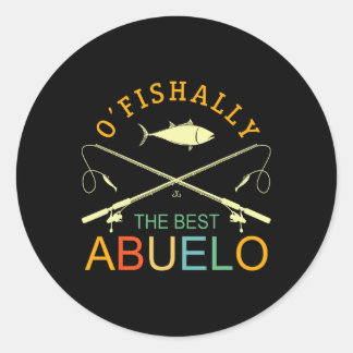 Adesivo Redondo Ofishally O Melhor Abuelo Vintage Pesca Avô